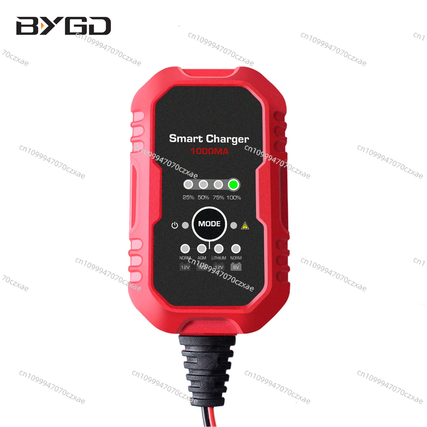 1000mA Car Battery Charger Intelligent Three-stage, IP60 Waterproof Car Battery Charger