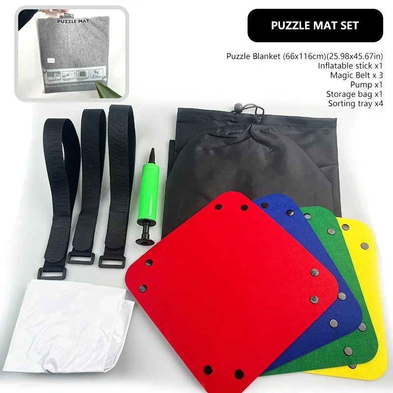 

Jigsaw Puzzle Disk Set 500 1000 1500 Pcs Portable Multifunctional Pad Black Mat Gray Mat Set Storage Partition Tray for Adults