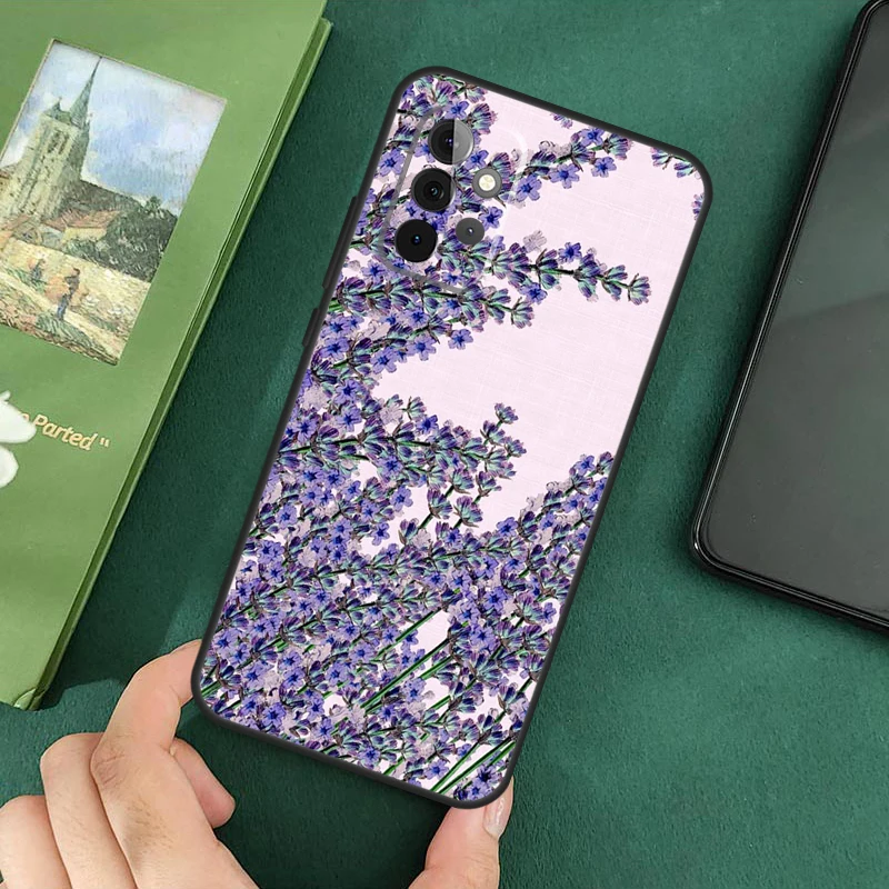 Lavender Purple Flowers Soft Cover For Samsung Galaxy A54 A53 A73 A13 A71 A51 A14 A52 A32 A12 A22 A52S Back Case image 6