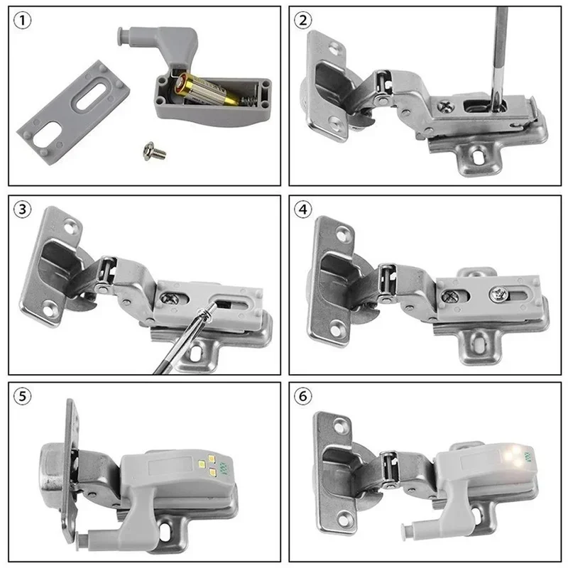 20/1x Lampada da armadio a LED Lampada da armadio di controllo della batteria Cerniera interna Luci di induzione Armadio Armadio Sensore Luce Mini lampade per la casa