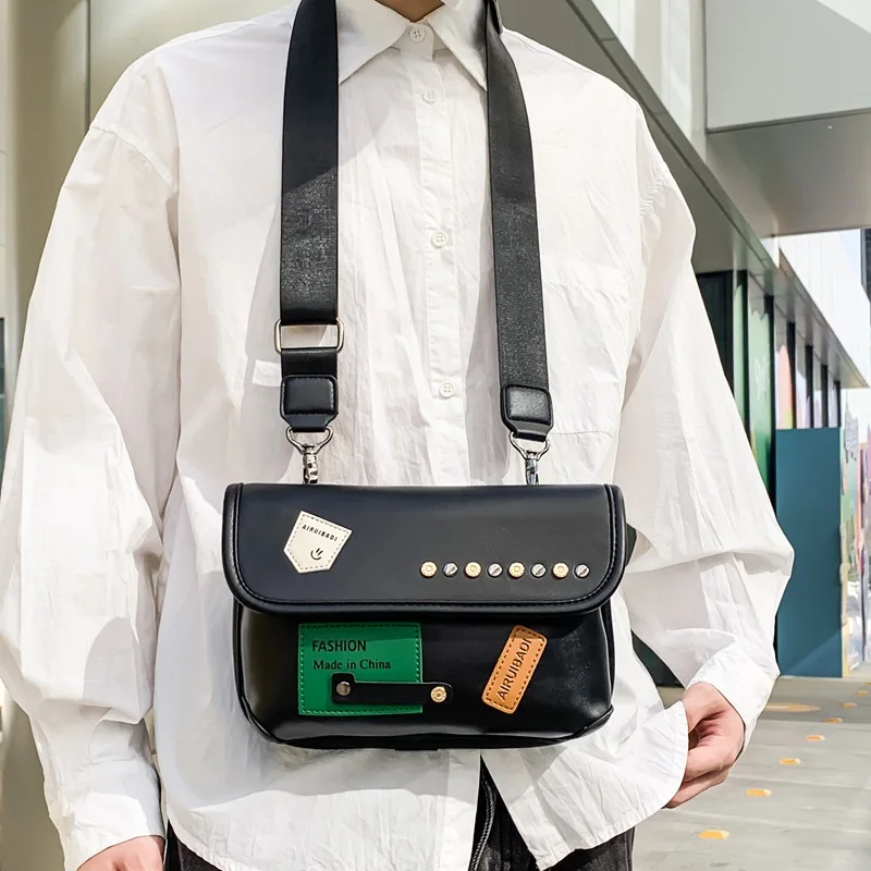 

anti-theft Teenager Casual Crossbody Chest Bag Women And Men Fashion Sling Bag Small Flap Pu Leather Messenger Shoulder Handbag