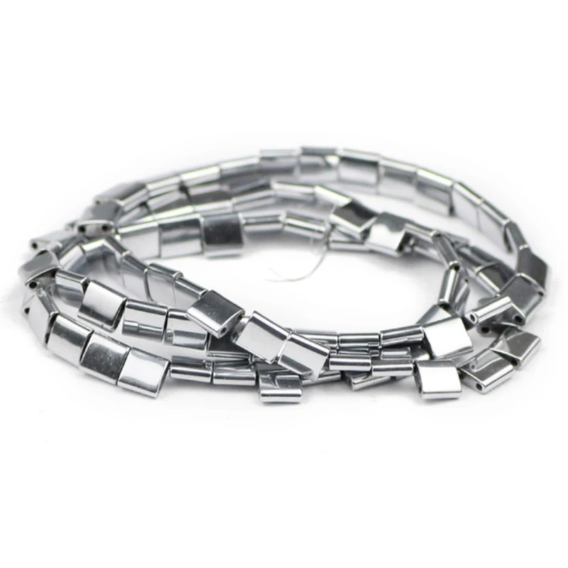 Rectangle Cylinder Silvery Hematite Natural Stone 2/3/4/6/8/10/13mm Loose Beads Spacer For Jewelry DIY Bracelet Accessories