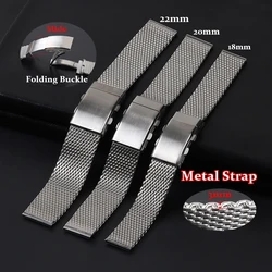 Luxury 316L Stainless Steel Watch Band 1.0MM Milanese Universal Bracelet 18mm 20mm 22mm Extended Length Metal Women Men Strap