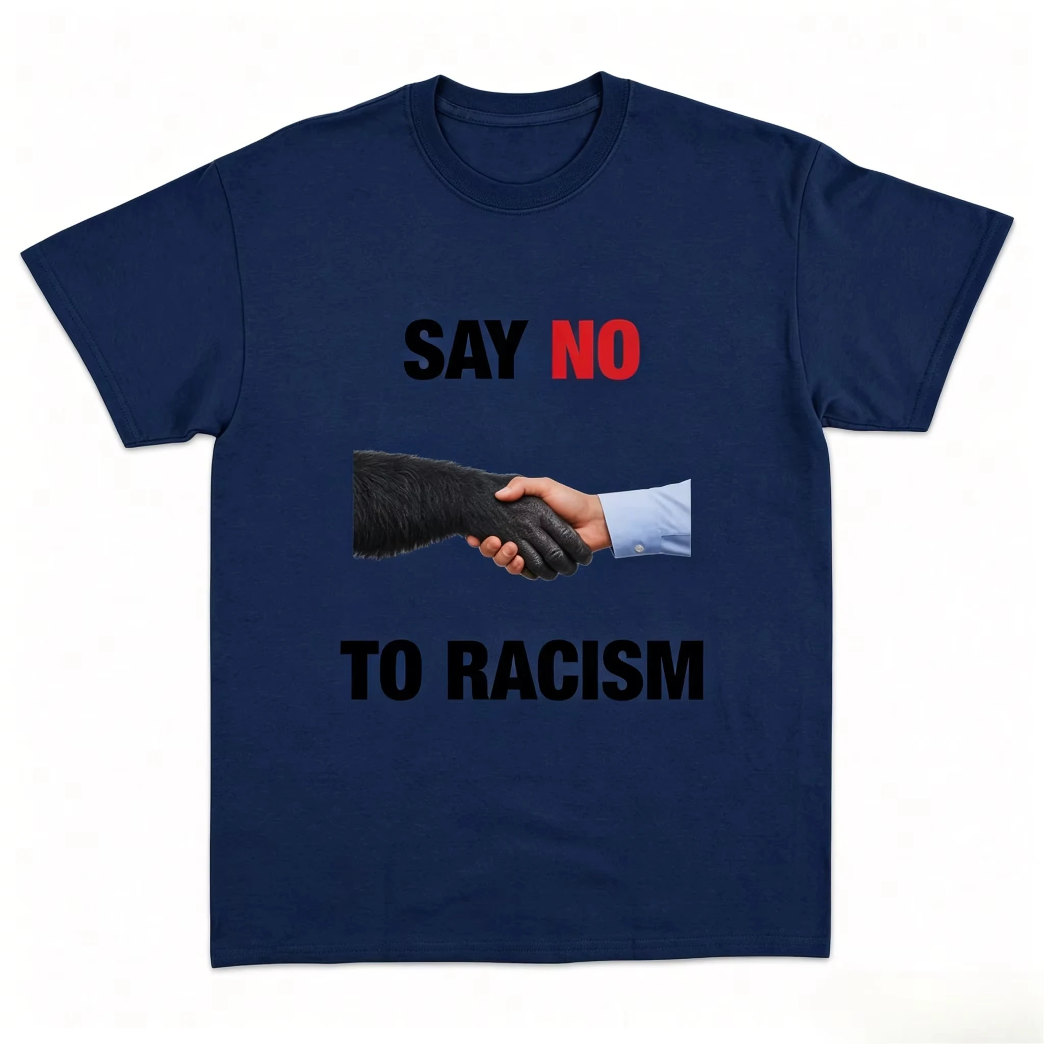 Friedlicher Handschlag "Sag Nein Zum Rassismus" T-Shirt für Männer und Frauen, Einheit Gleichheit Grafik-T-Shirt, Weißes Casual-Oberteil – Detail 6
