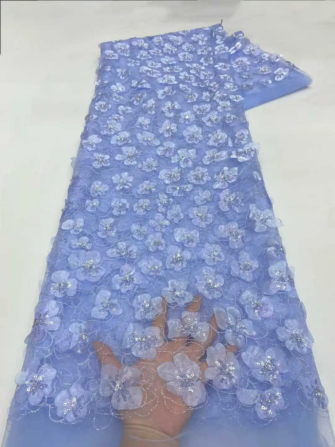 

5 ярдов африканская кружевная ткань с блестками 2026 Высокое качество кружевная вышивка бисером сетчатая ткань для женщин свадебное платье