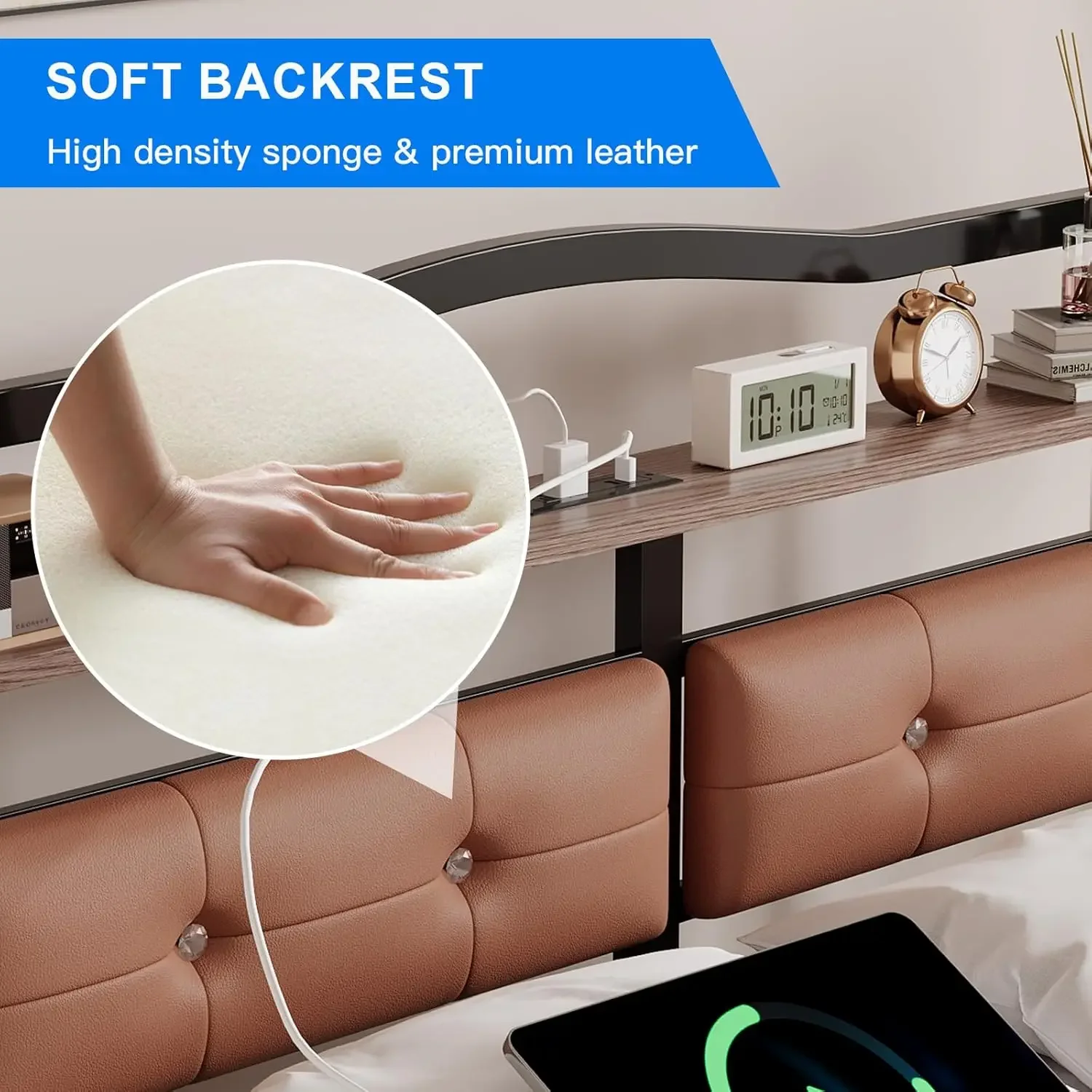 Twin Bed Frames, Twin Frame with Headboard&Charging Station,Black Single Frame No Box Spring Needed,Metal Twin Frame