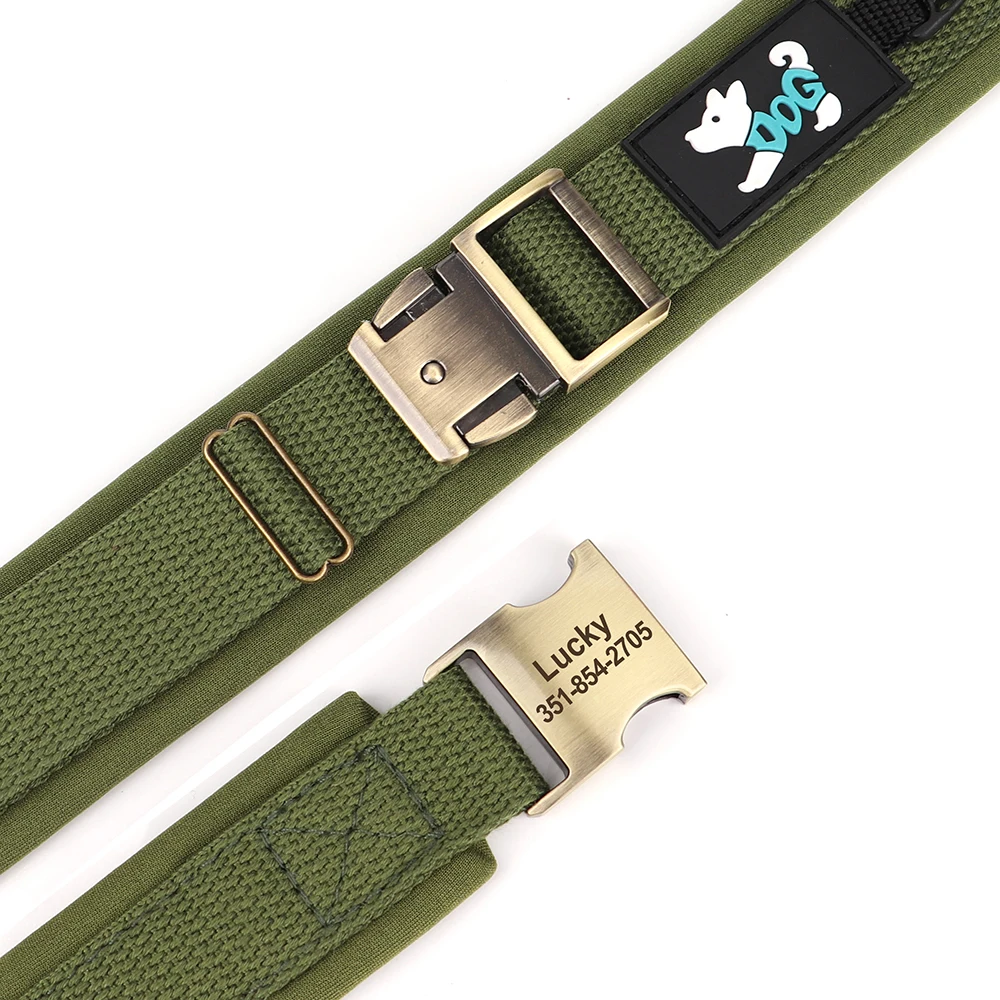 Personalized Nylon Dog Collar Custom Engraved Pet Buckle Collars Soft Padded Pet Dog Collars For Small Medium Large Dogs Pitbull