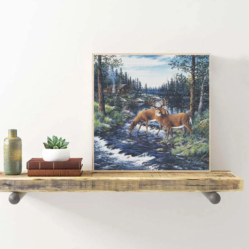 Pittura diamante 5D fai da te nuovi arrivi foresta fiume paesaggio mosaico animali alce ricamo punto croce artigianato forniture adulti