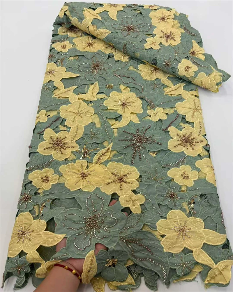 

Soft African Embroidery Lace Fabric Original Austria Organza Handcut British Highest Grade for Wedding Celebrants