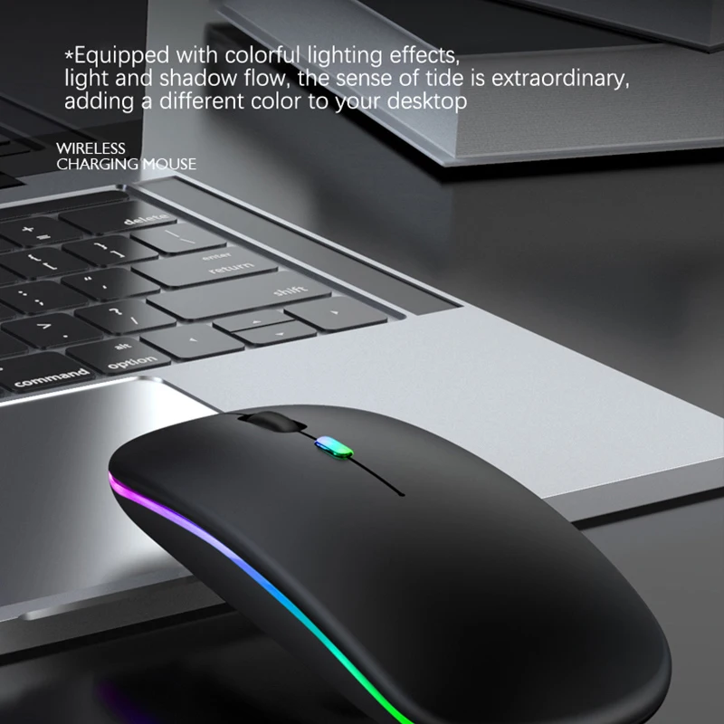 Bluetooth Wireless Mouse with USB Rechargeable RGB Mouse for Computer Laptop PC Macbook Gaming Mouse Gamer 1600DPI Mouse