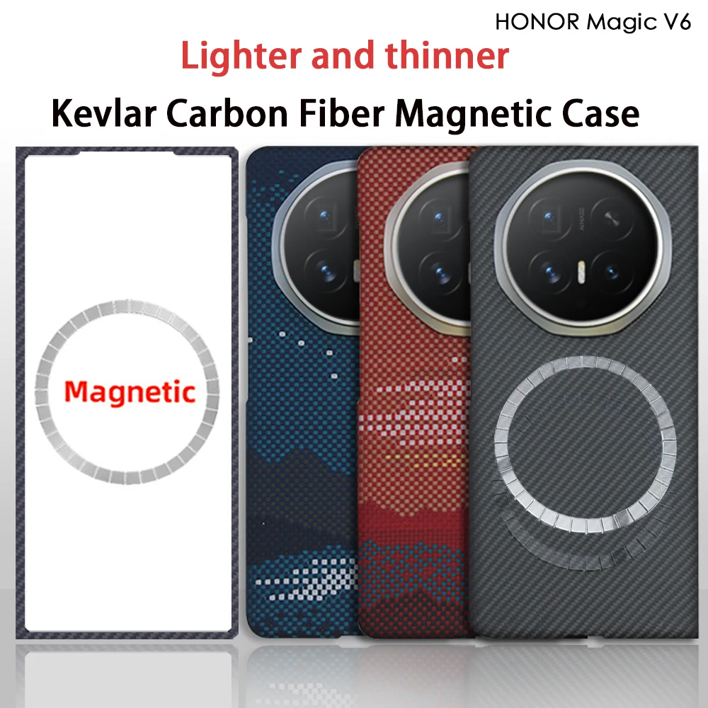 

for Honor magic V6 Aramid Carbon Fiber Case Kevlar Cover Ultra-Thin Lightweight Armor Protective Cover Durable Sturdy