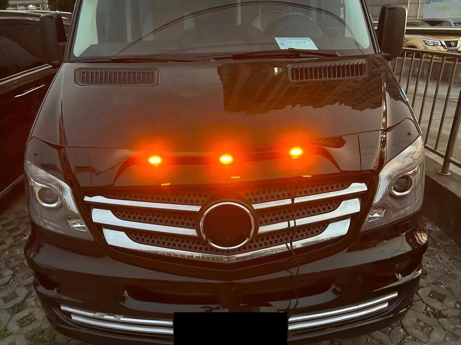 For Mercedes Benz Sprinter W906 2014 2015 2016 2017 Front Bumper Hood Deflector Protector Cover With Lights