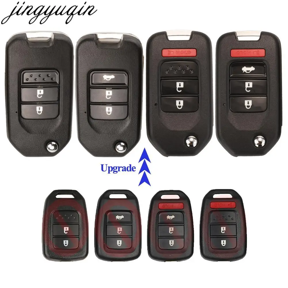 

Jingyuqin 5pcs Upgrade Flip Folding Remote Car Key Case Shell For Honda GREIZ Civic City XRV Vezel 2/3/4 Buttons Key Fob Blank