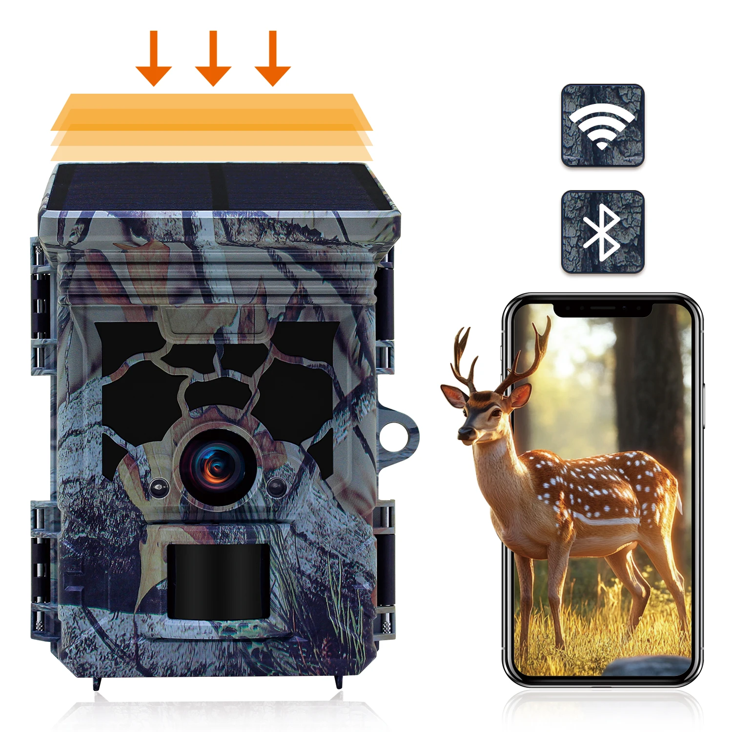 Trail Camera Solar Panel Powered - RD7020WF กล้องดักถ่ายสัตว์ป่า 4K 46MP พร้อมแอปพลิเคชัน WiFi