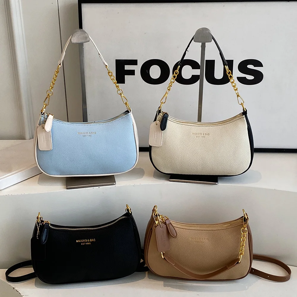 حقيبة كتف للنساء من جلد البولي يوريثان، حقيبة كروس بسحاب للإغلاق تحت الإبط، حقيبة يد بحزام قابل للتعديل للسفر في العمل #2