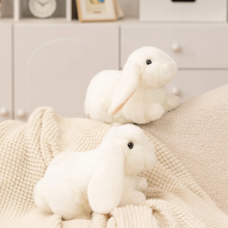 Imitation White Rabbit Plush Toys Kawaii Lying Rabbit Stuffed Dolls Real Life Cartoon Bunny Plush Toys Girls Boys Companion Doll