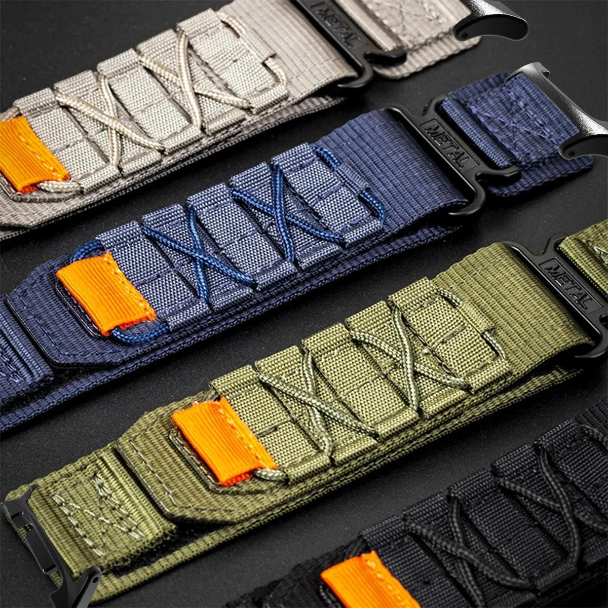 سوار حلقة سفر من النايلون لساعة سامسونج جالاكسي 8 الترا 2 كوريا سوار معصم رياضي لملحقات سامسونج جالاكسي الترا 47 ملم