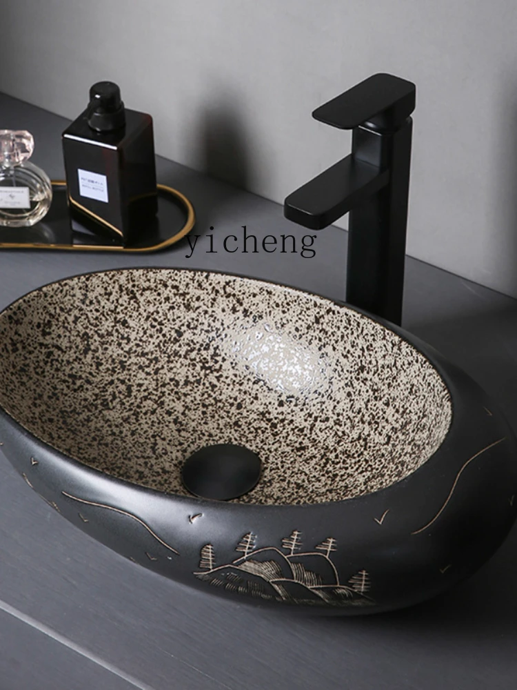 XL Table Basin Single Basin Oval Table Wash Basin Ceramic Washbasin Pool Inter-Platform Basin Matte