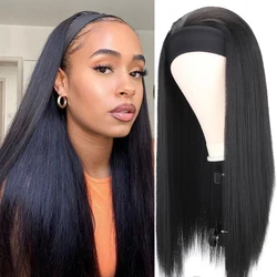 20-30Inch Straight Headband Wig Black/Brown/Mix Color Women's Headband Wig Synthetic Wigs For Women Heat Resistant Synthetic Wig