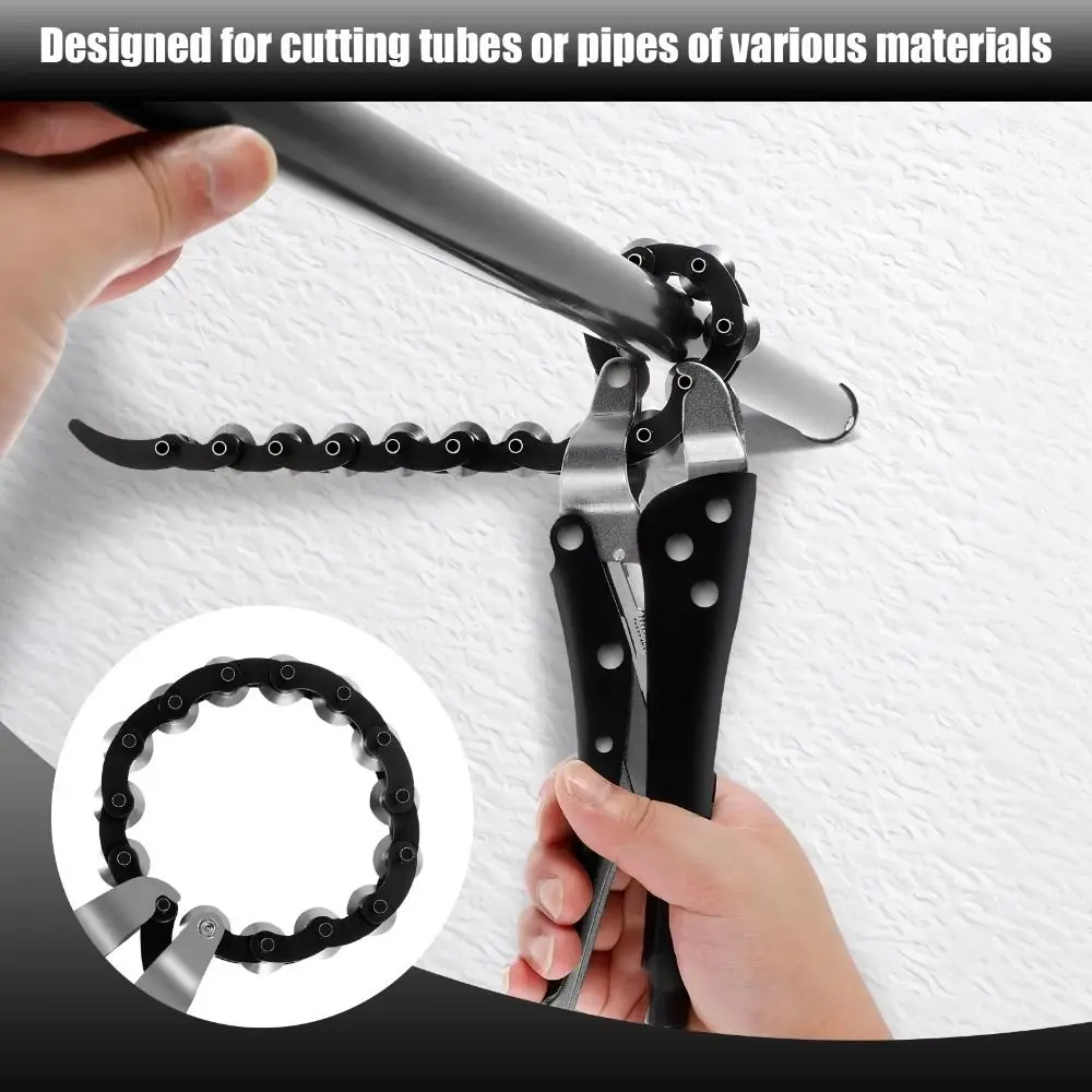 Rolling Exhaust Pipe Cutter Steel Chain Lock-Grip Tailpipe Cutter Locking Grip Heavy Duty Chain Pipe Cutter Three-Way Catalytic