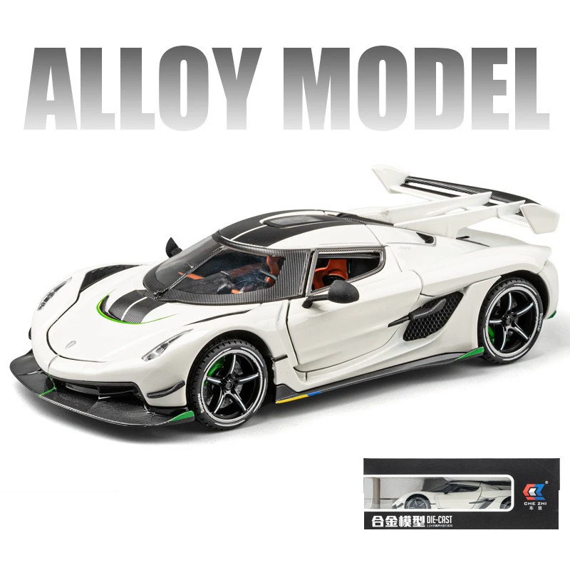 1:24 Jesko Super Car Alloy Miniature Scale Car Model Diecast Metal Sound＆Light Collection Children Toy Car Vehicle Birthday Gift