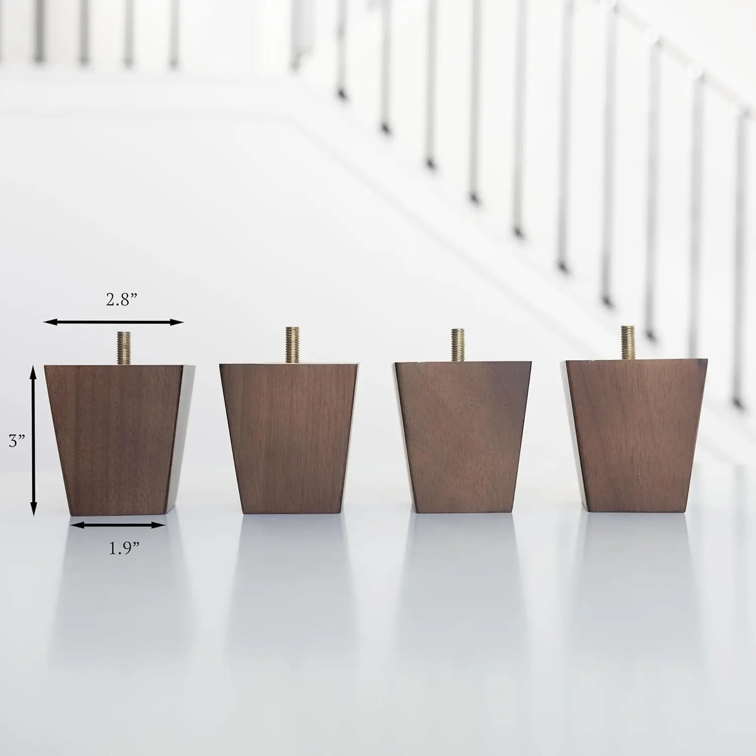 Walnut Brown Square Furniture Legs Set of 4 - Pick Your Size