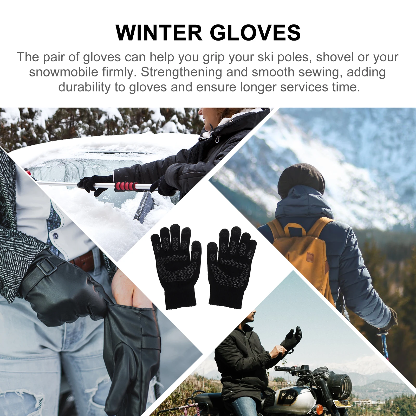 

1 Pair Screen Gloves Knitted Full Finger Mitts For Winter Cold Weather Anti-Slip Driving Cycling Outdoor Sports