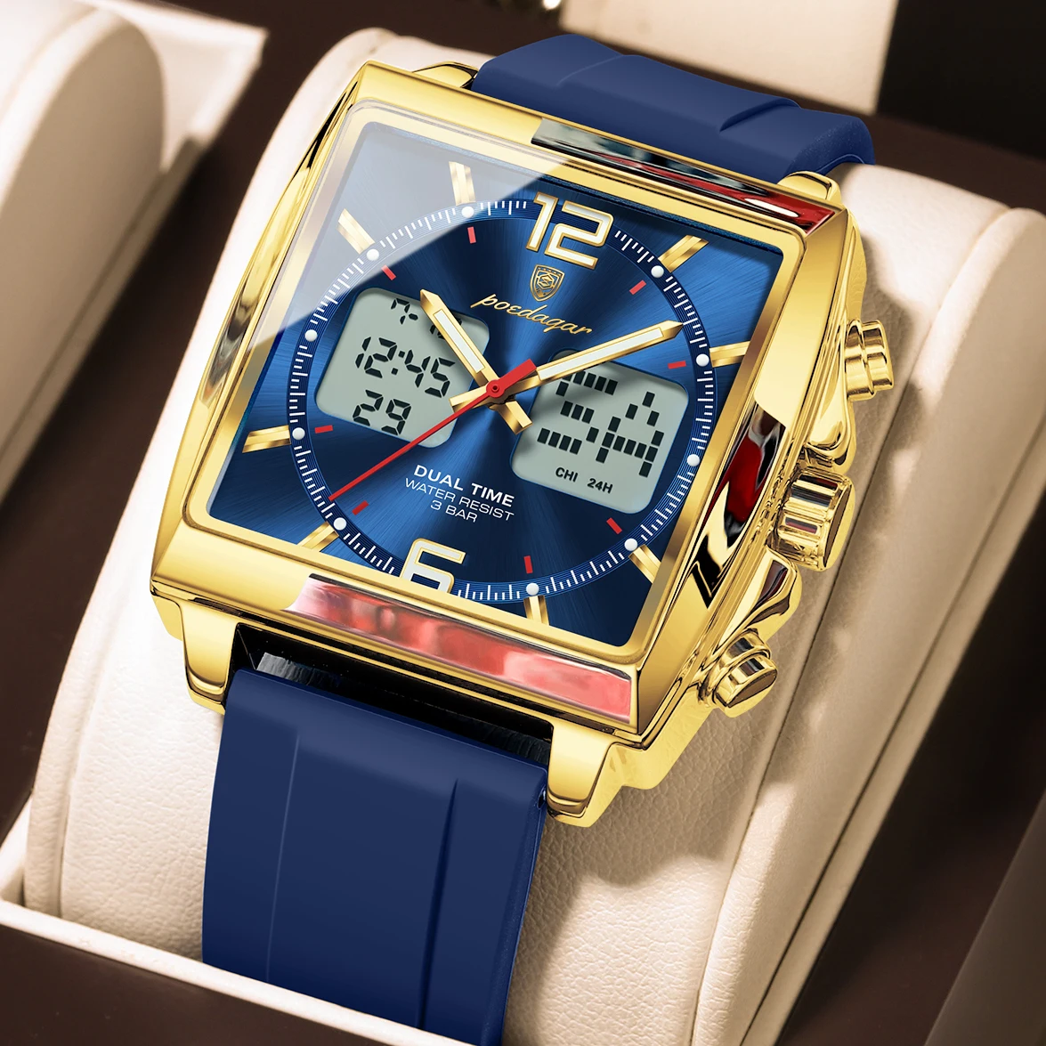 Men's Electronic Square LED Alarm Chronograph Watch