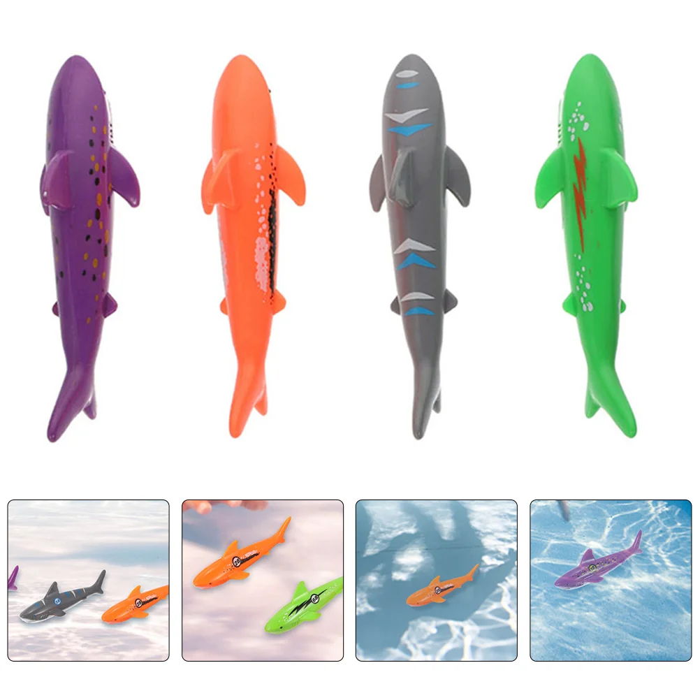 

4 Pcs Diving Toys Adorable Sharks Wear-resistant Funny Pool Bathtub Accessories