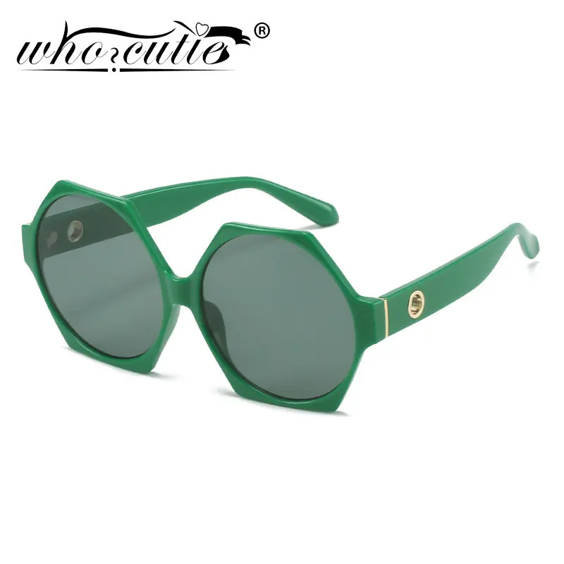 Fashion Green Big Frame Hexagon Sunglasses Women 2023 Designer Rivet Shades Eyewear Men Square Sun Glasses Sunnies Female UV400