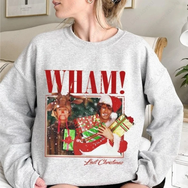 

Ретро 90-х Wham Last Christmas Толстовка Винтаж Музыка Вдохновленный Праздничный Круглый вырез Классический Поп-Рождественский Стиль для фанатов Трендовый пуловер