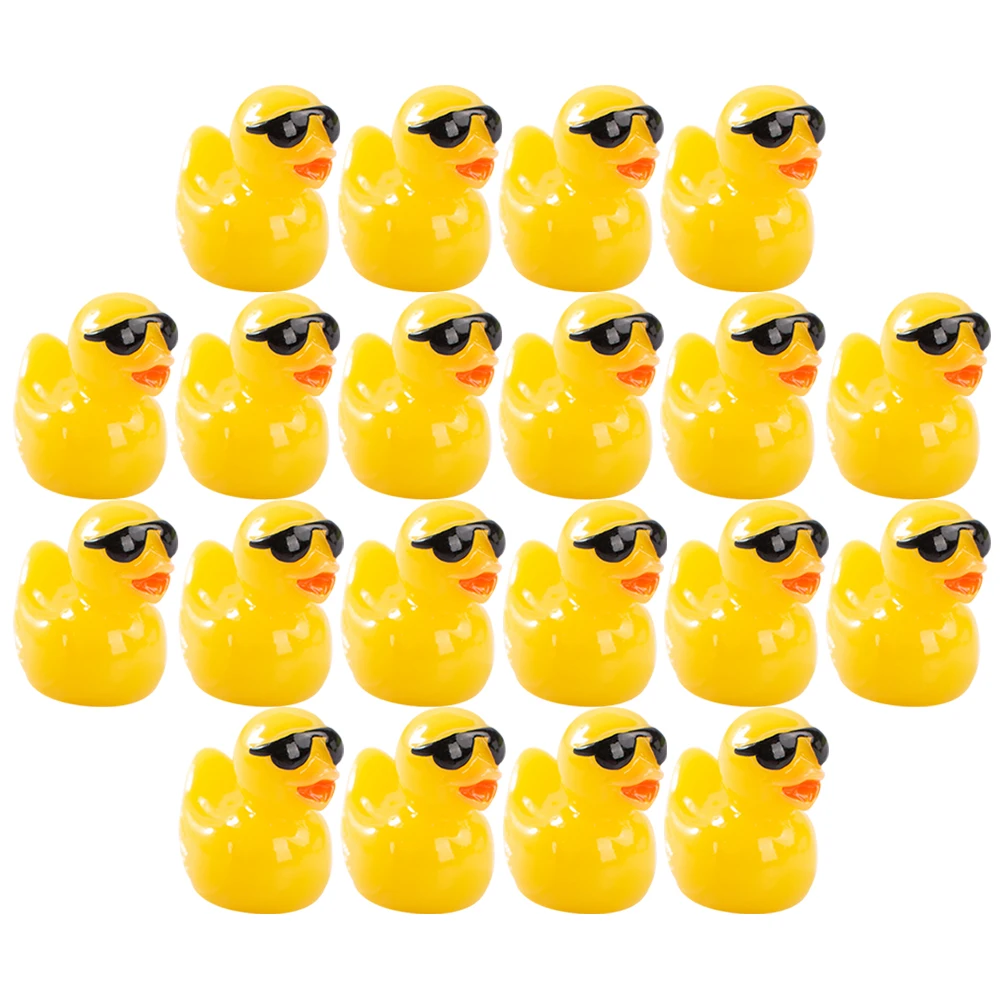 

20 Pcs Mini Sunglasses Ducks Resin Craft Cartoon Model Garden Statue Yard Adornment Animal Figurines Lightweight Durable Fun