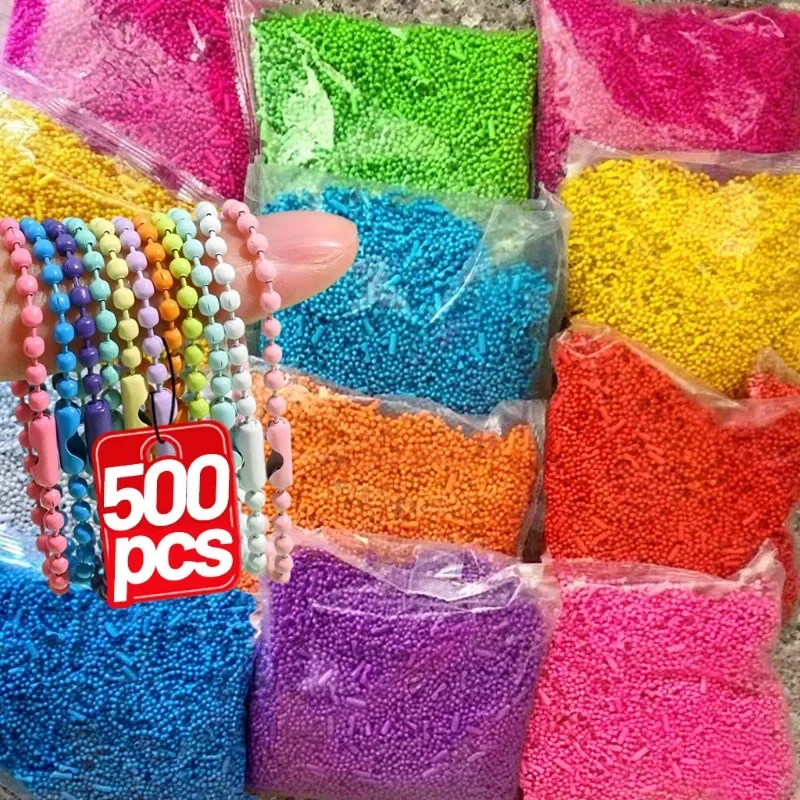 10/500Pcs DIY Colorful Ball Bead Chains Handmade Jewelry Supplies Keychain Connector Label Tag Parts for Bracelets Dolls Craft image 3