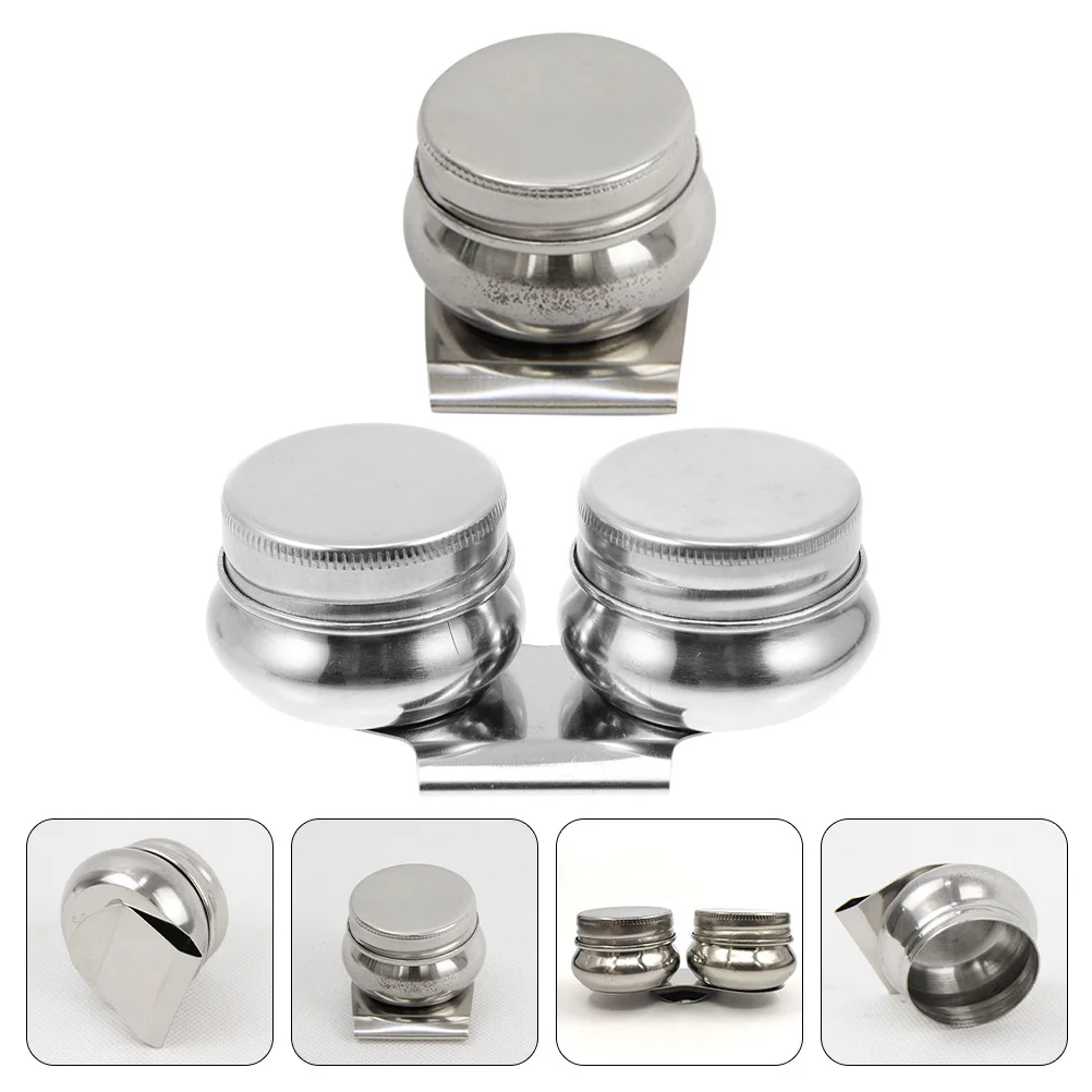 

2Pcs Stainless Steel Paintbrush Washing Pot Color Mixing Container Turpentine Dipper Outdoor Oil Painting Supplies Holder