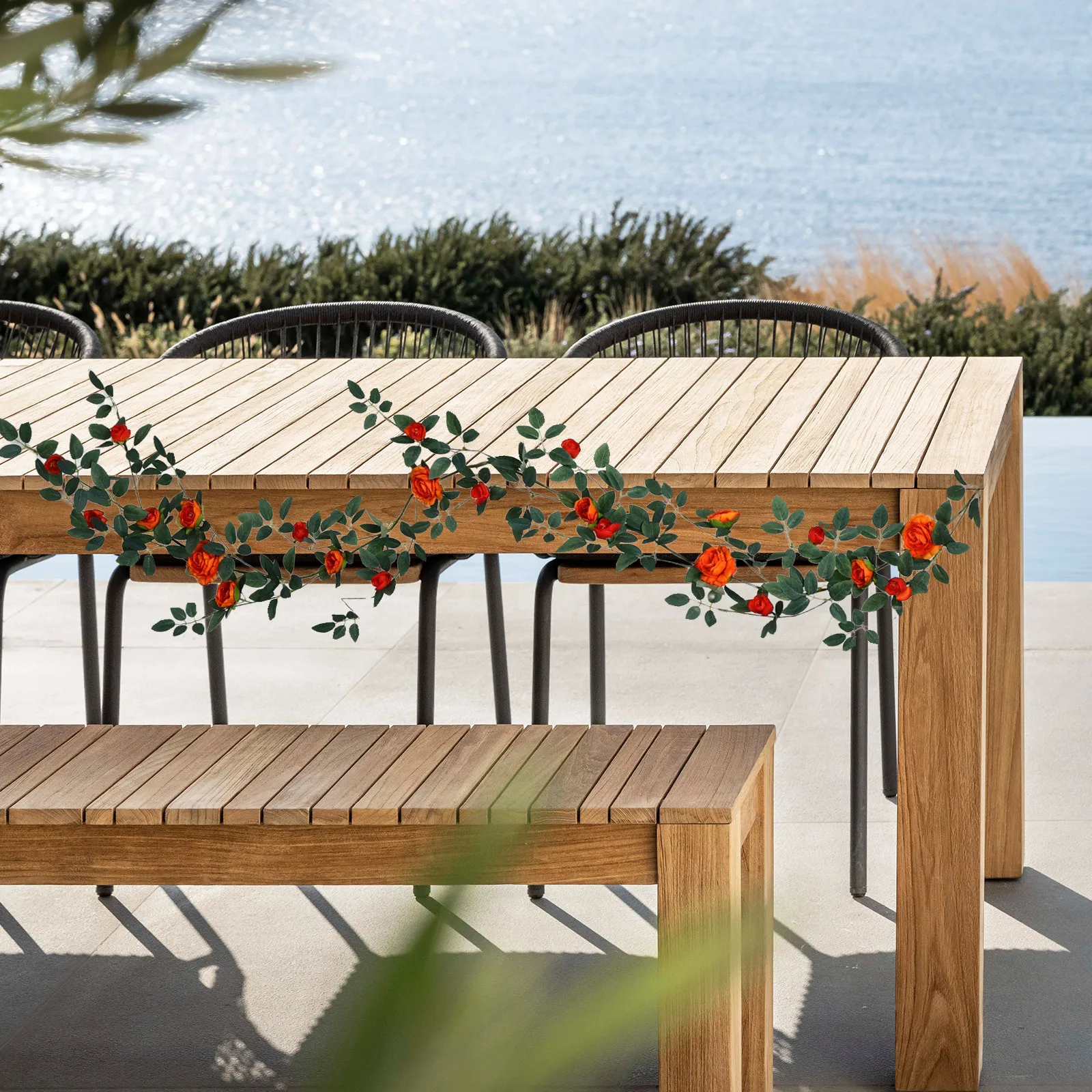 

Lifelike Artificial Rose Vine Garlands for Indoor Outdoor Decoration Wedding Arch Backdrop Floral Wall Hanging Greenery Swag