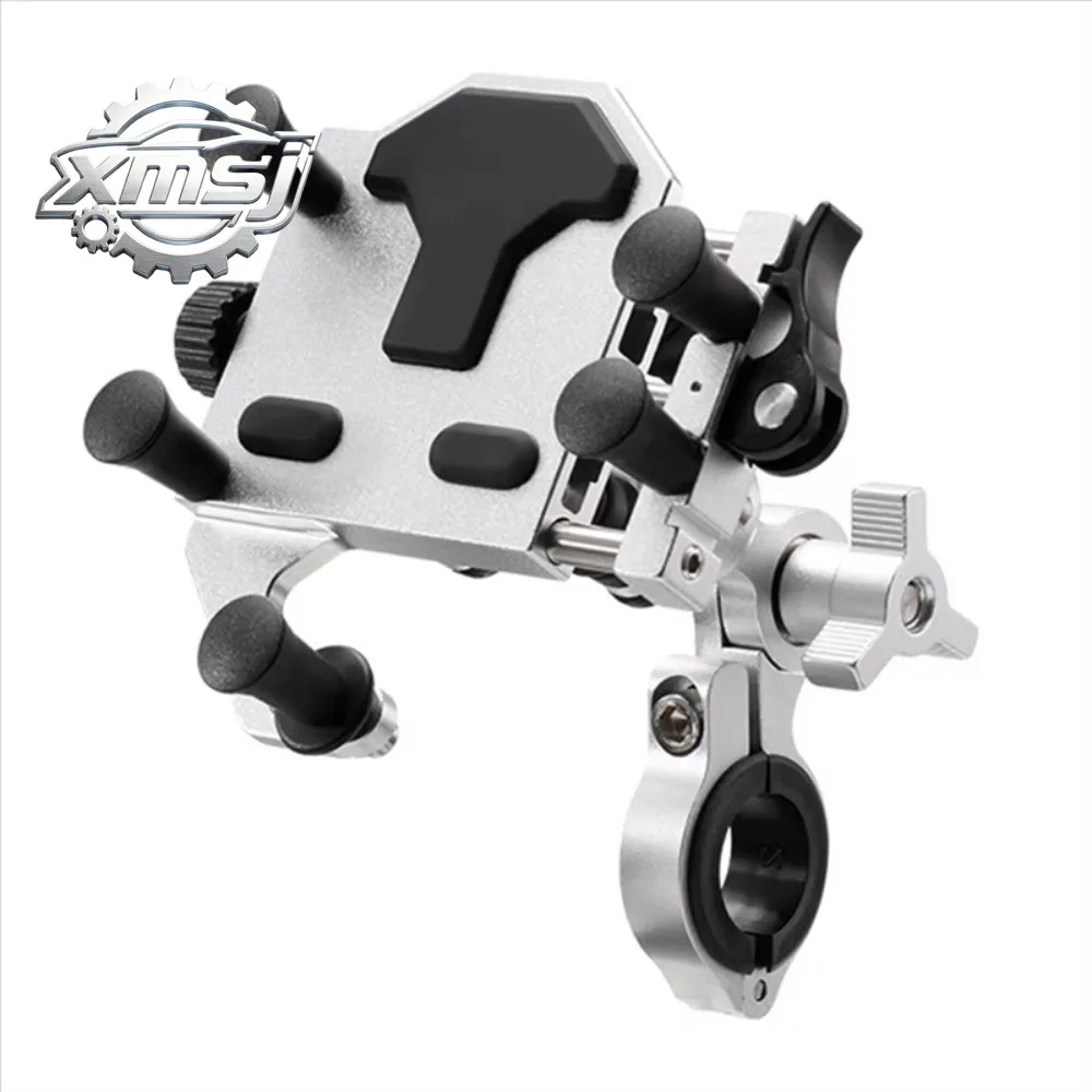 

Phone Stand Shock-Absorbing 360° Rotary Adjustable Formotorcycle Pedal Electric Vehicle Universal Navigation Bracket Silver