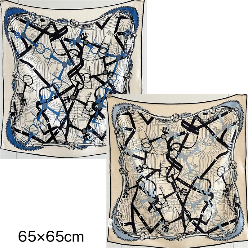 

Double Sided Soft Scarf Luxury Winter Shawls Silk Wool Scarfs Square Warm Bandanas 65CM Lover Head Gift Hand Rolled Edges