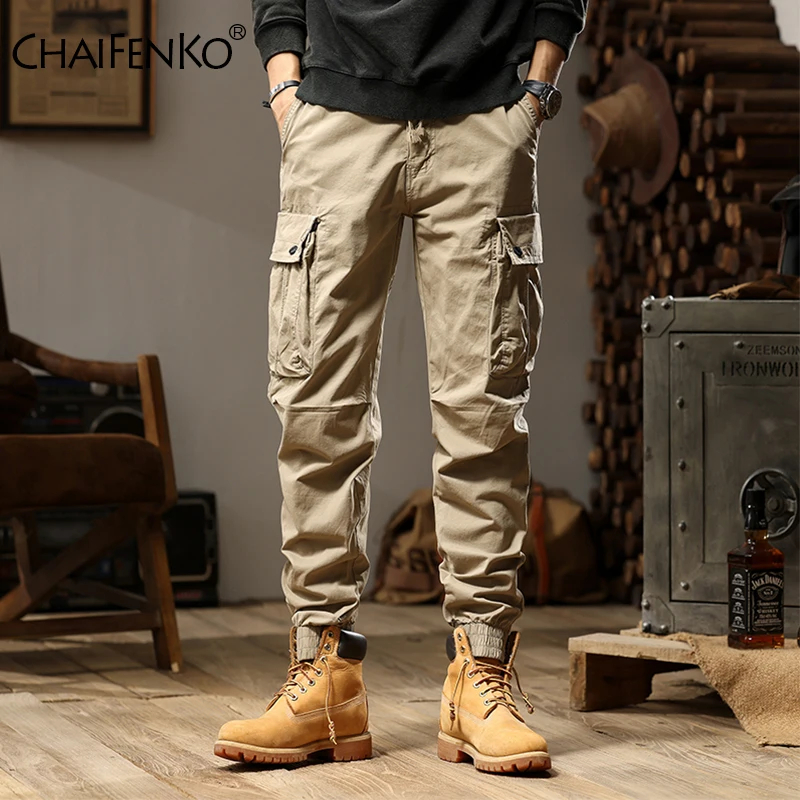 

Autumn Winter Simplicity Retro Men Cargo Pants Outdoor Multiple Pockets Comfort Jogger Pants New Solid Hiking Casual Sweat Pants
