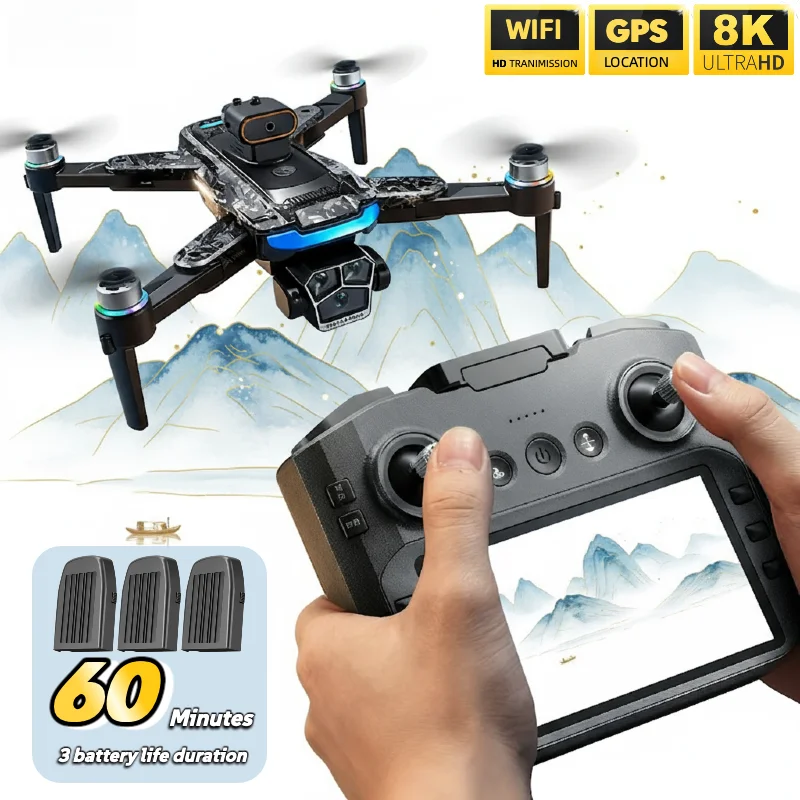 샤오미 A14 프로 맥스 GPS 브러시리스 8K 트리플 카메라 광학 흐름 장애물 회피 접이식 쿼드콥터 RC 원격 조종 드론 장난감