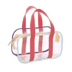 Korean Style Women Clear Summer Beach Bag Waterproof Large Travel Zipper Shoulder Bag Female Washing Toiletry Bag Handbag 수영가방