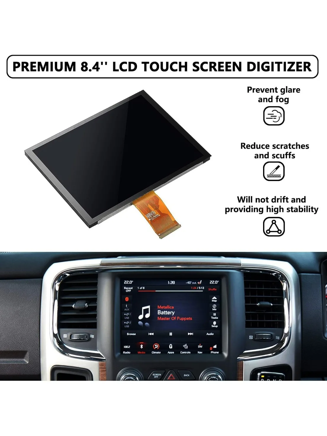17-22 8,4" Uconnect 4C UAQ LCD-Monitor Touchscreen-Radio-Navigation Passend für Dodge RAM Jeep Chrysler LA084X01(SL)(02) LCD-Bildschirm