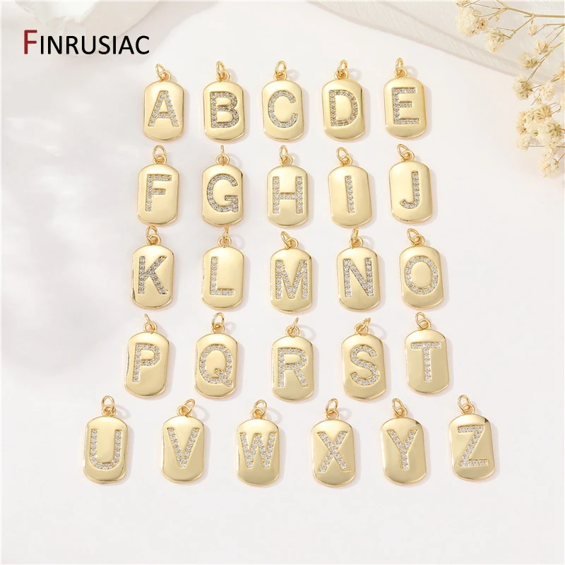 

14K Gold Plated Brass Dog Tags 26 Initial Letter Alphabet Charms For DIY Women Pendant Necklace Jewelry Making Accessories