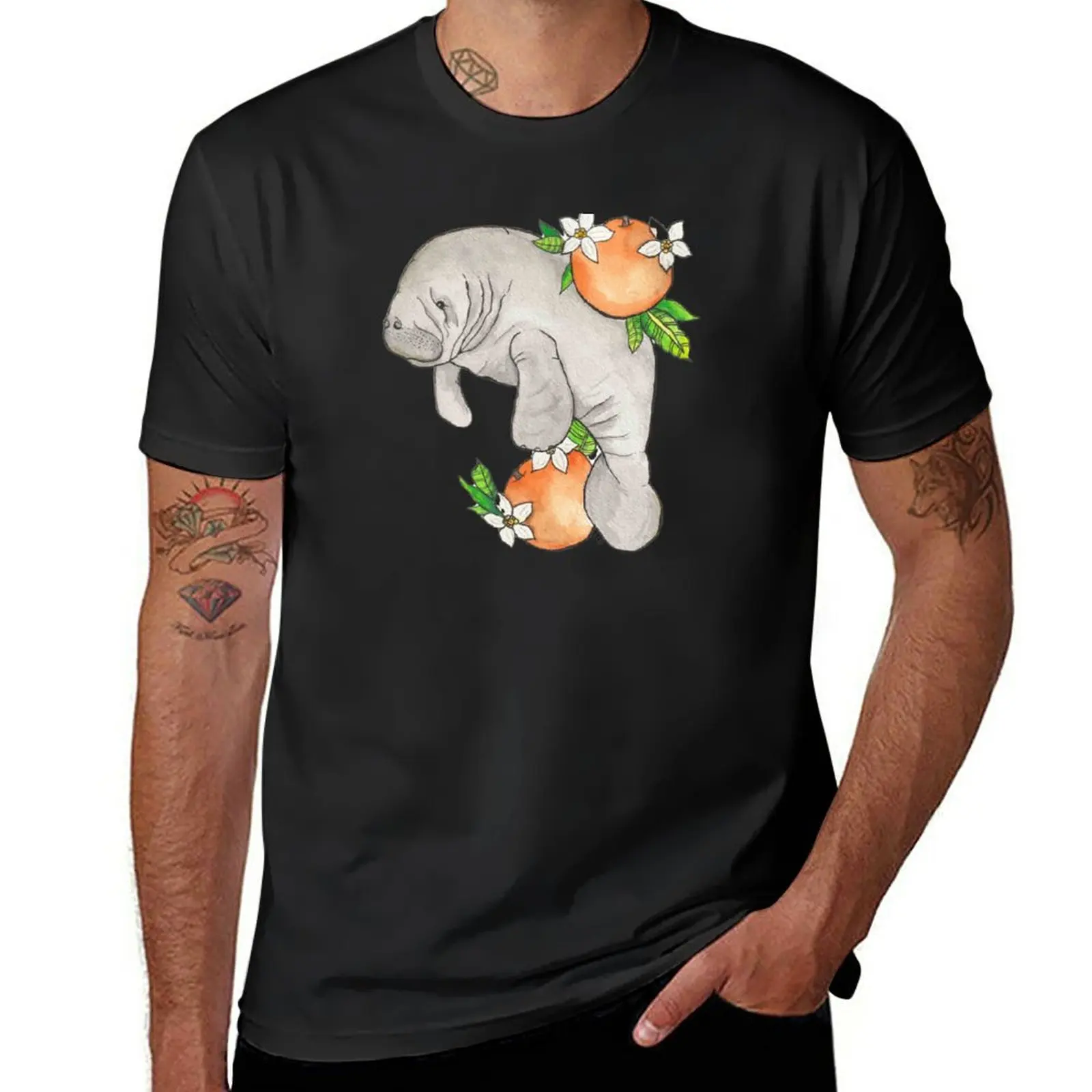 Manatee (Trichechus manatus) T-Shirt vintage clothes funnys hippie clothes customizeds plain t shirts men