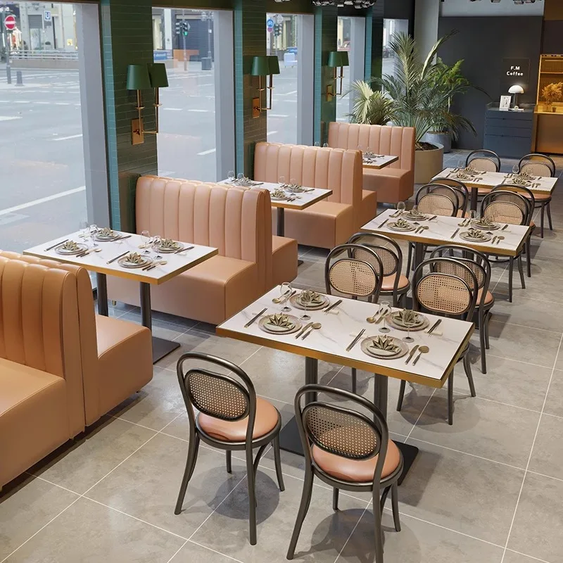 Customized Modern Commercial Table Chair Combination for Milk Tea Shops Western Restaurants Hot Pot Snack Bars Catering