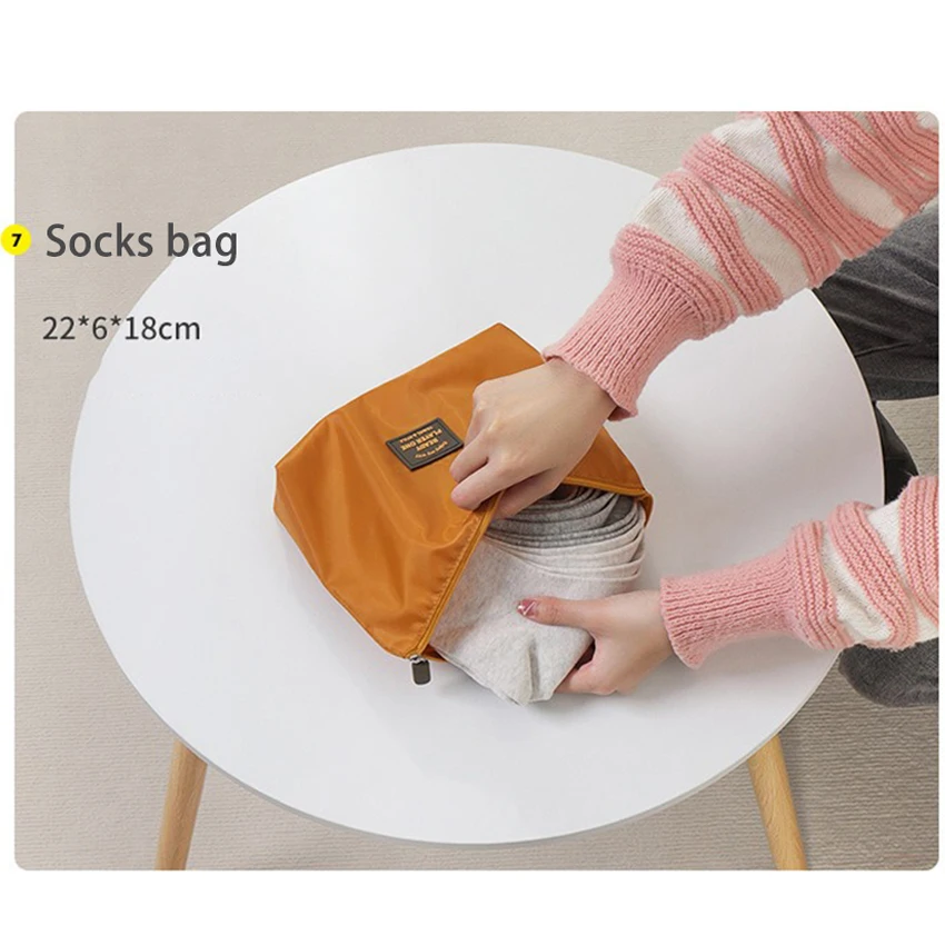 7pcs Set Travel Clothes Bag Luggage Shoes Toiletries Holder Case Portable Packing Wardrobe Bra Sock Pants Organizer Bag Large