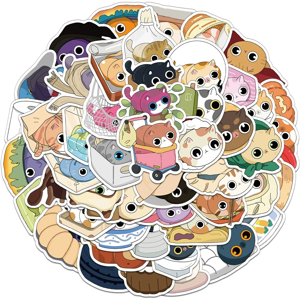 10/30/50pcs Funny Cartoon Hide and Seek Cat Stickers Cute Creative Decal DIY Notebook Luggage Guitar Decoration Sticker Toy Gift
