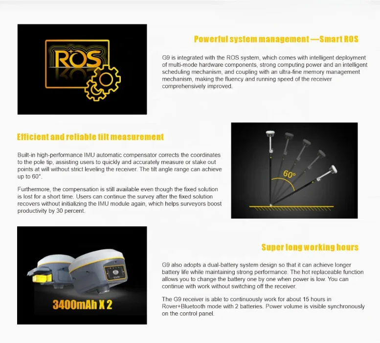 Sistema de medição South Galaxy G9 RTK IMU GNSS RTK Instrumento para instrumento de teste de medição com 1598 canais