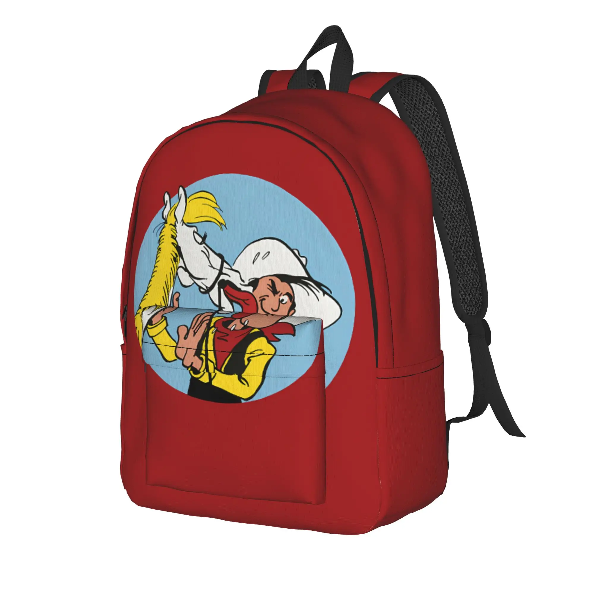 Lucky Luke Cartoon Comics (1 (7) Backpack  Men Polyester Trekking Backpacks Soft Fun High School Bags Rucksack