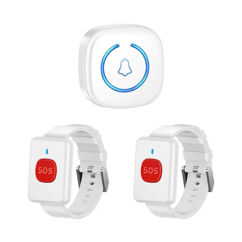 Emergency SOS Pager Call Button Wireless Watch For Kids Elderly Patients System EU Plug Compatibility White-Y41A