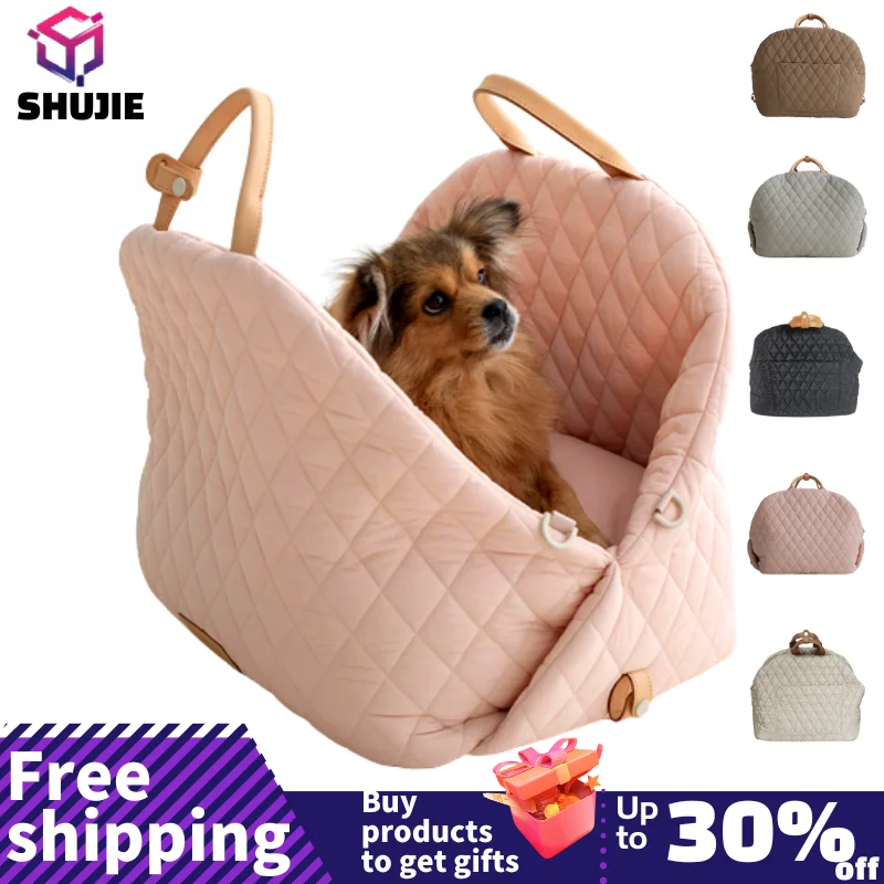 Bolsa de transporte de lujo para perros pequeños y gatos, asiento de coche, cama de viaje para mascotas, portátil, lavable, bolsa de transporte para